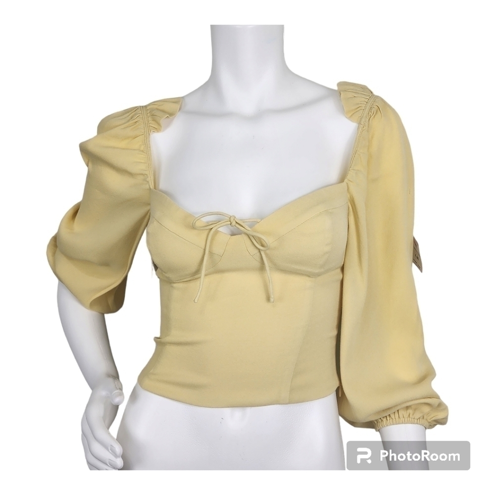 NWT Wilfred Yellow Boho Crop‎ Top Size XS